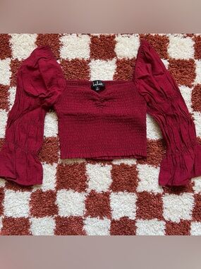 Lulus Smocked Puff Sleeve Crop Top